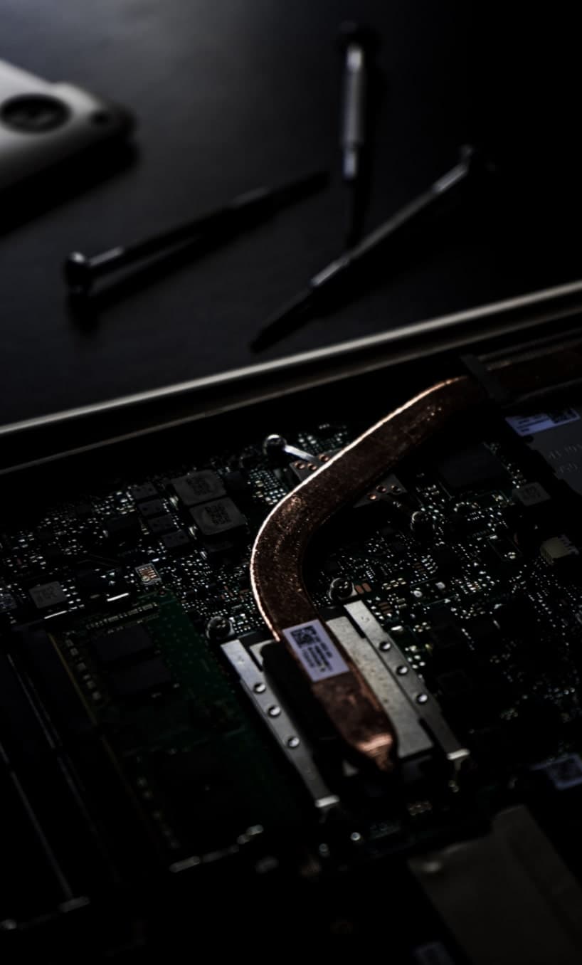 Laptop circuit board close-up