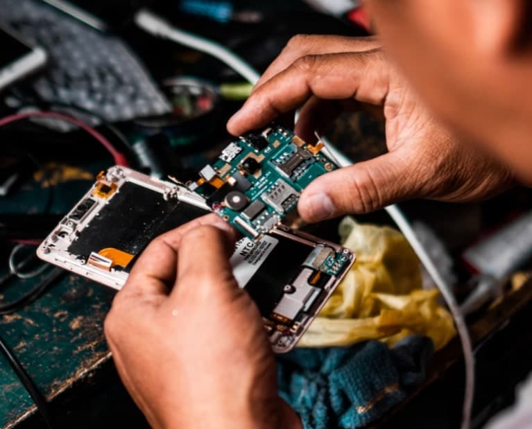 Team working on laptops